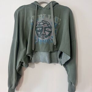 American Eagle Outfitters Olive Graphic Hoodie
